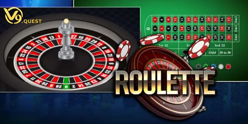 Sơ đồ phân bổ chip cược trong và cược ngoài trên thảm số Roulette V9bet.